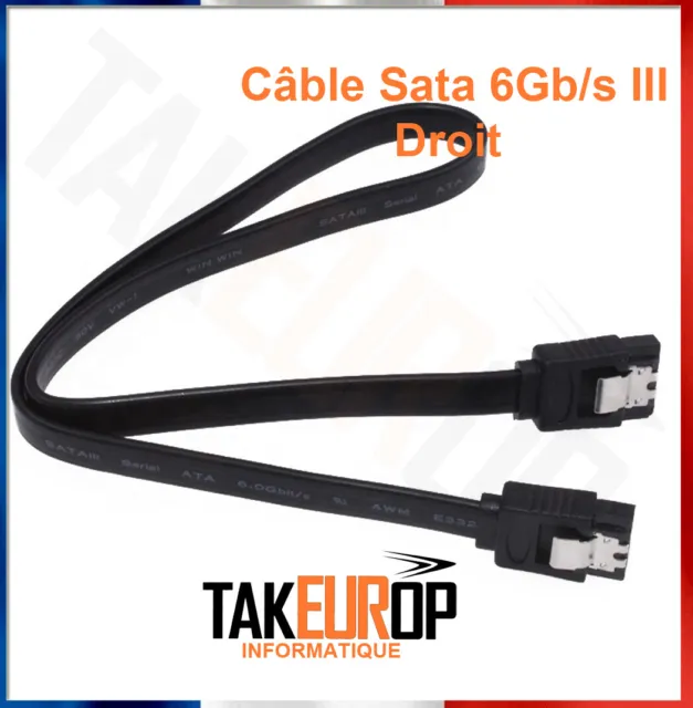 Câble Cordon SATA III 40-45 cm Verrouillable Pour Disque Dur et SSD 6Gb/s HDD 3
