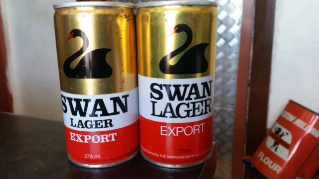 2 x vintage swan lager tin beer cans