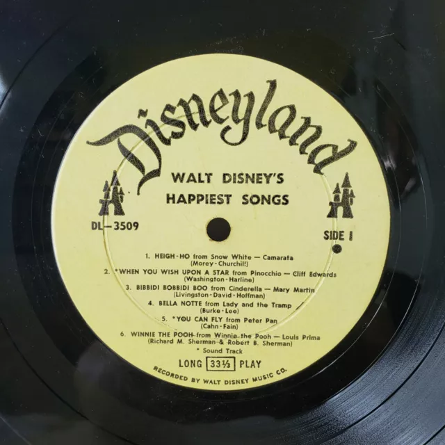 "Walt Disney's Happiest Songs" from different movies LP 1967 DISNEYLAND DL-3509