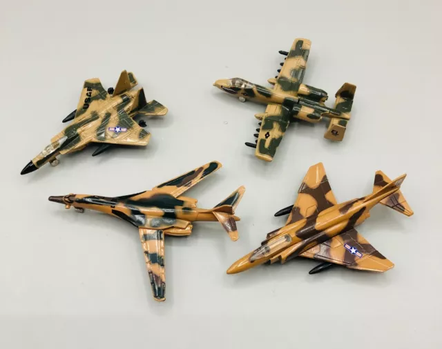 4 Diecast  Toy Planes Jets F-15 Eagle, EL AF 175, Phantom F-4C and B F-1 Bomber