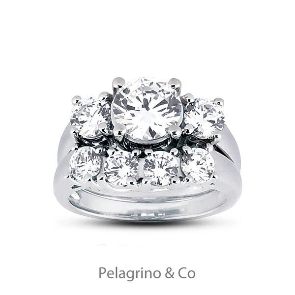 3.11ct H-SI2 Round Natural Certified Diamonds Plat Classic Engagement Ring Set