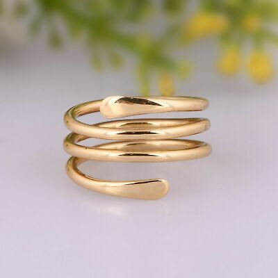 18k Gold Plated Adjustable Spiral Ring 925 Sterling Silver Daily Wear Rings