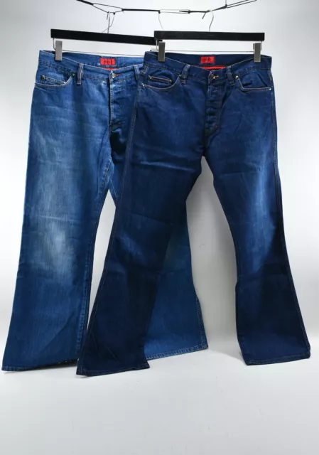 J34N19- 2x Jeans Uomo Vintage Hugo Boss W36 L34, 97% Cotone