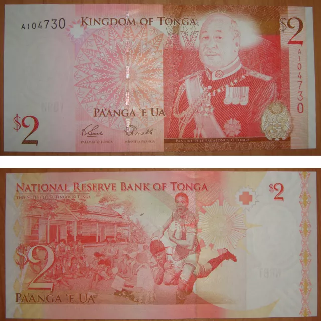 Tonga Paper Money 2 Pa'anga 2008-2009 UNC