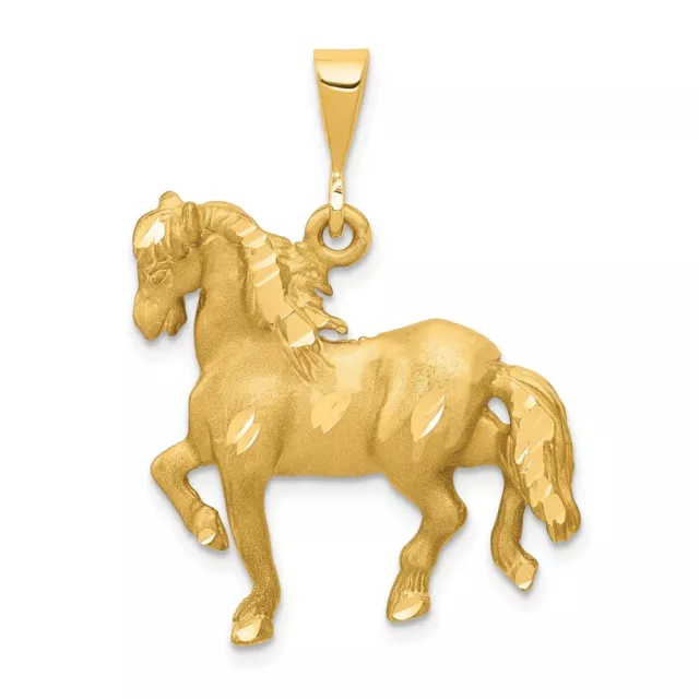 14K Yellow Gold Horse Pendant for Gift L-32 mm W-24 mm, 3.34gm