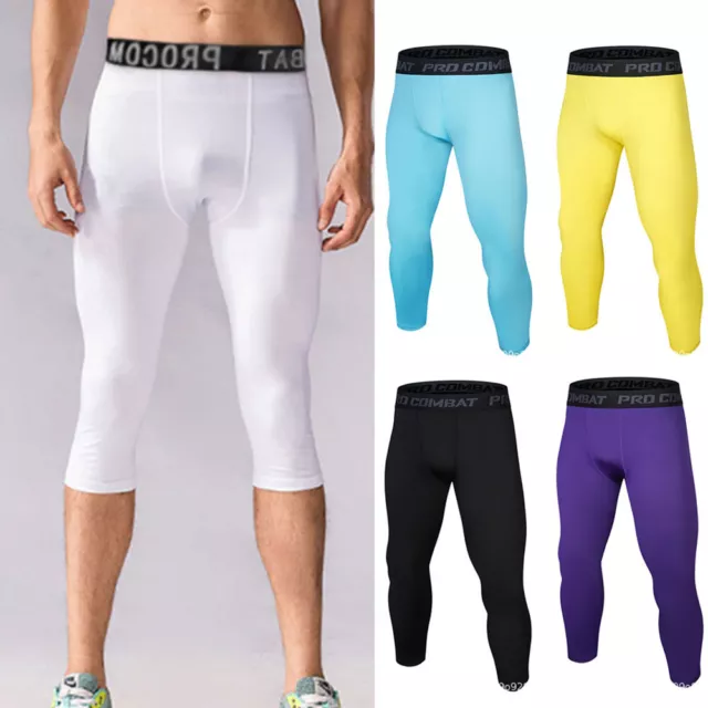 Pantalons De Compression Pour Hommes Couche De Base Entraînement Sportif #