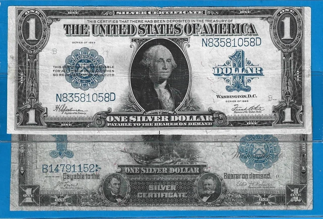 1899/1923 $1 Silver Certificates,FR-226a/FR-237,Large Blue Seal,Circ VG/F,Nice!