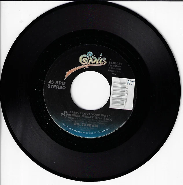 Will To Power Baby I Love Your Way Freebird Medley/Anti Used 7" 45Rpm Near Mint