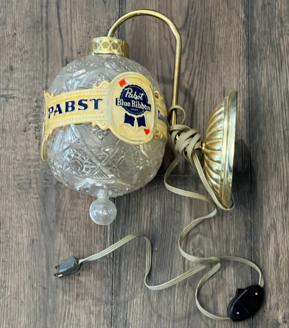 Vintage PABST Blue Ribbon Rotating Bar Light Wall Sconce Sign - Works - CLEAN!