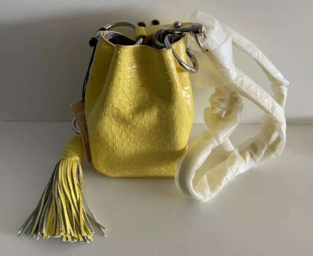 Rebecca Minkoff Kate Mini Bucket Shoulder Bag Capri Yellow Embossed Leather- NWT