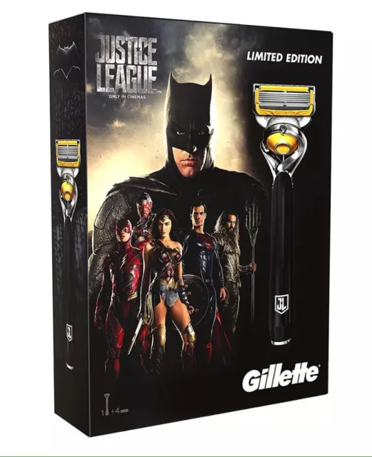 Gillette Fusion ProShield Justice League FlexBall Mens Razor + 4 Blades Gift Set