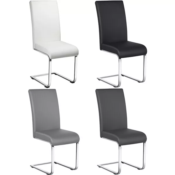 Dining Chairs 2/4/6pcs Modern Leather High Back Sturdy Chrome Legs Office/Cafe
