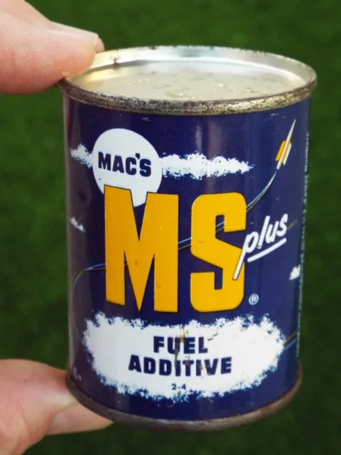 Vintage 1950's MAC'S MS Plus Gas/Oil/ Fuel Additive Can with Rocket Graphics