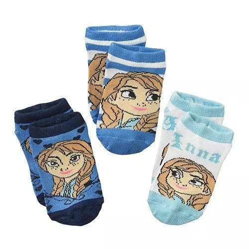 NWT - Toddler Girl's Disney Frozen Anna Heart No-Show Socks 3 pk - Sz 4 - 6