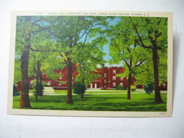 1930's Mauney Hall, Lenoir Rhyne College, Hickory, N.C. Postcard