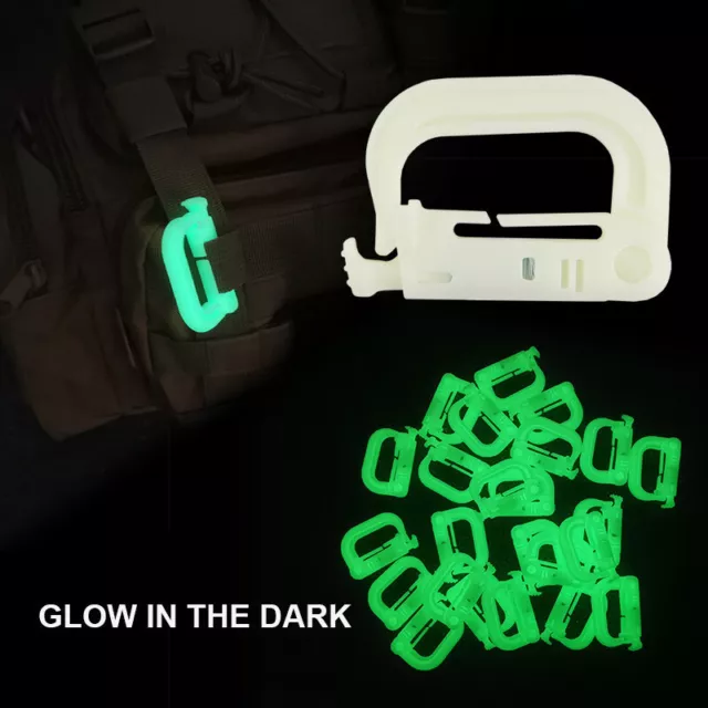 Glow Buckle Key Chain D-Ring Snap Plastic Clip Hook Outdoor Carabiner Camping