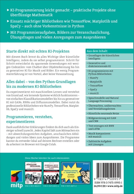 KI-PROJEKTE PROGRAMMIEREN MIT Python, 1. A. 2025 ++ Direkt vom Verlag ...