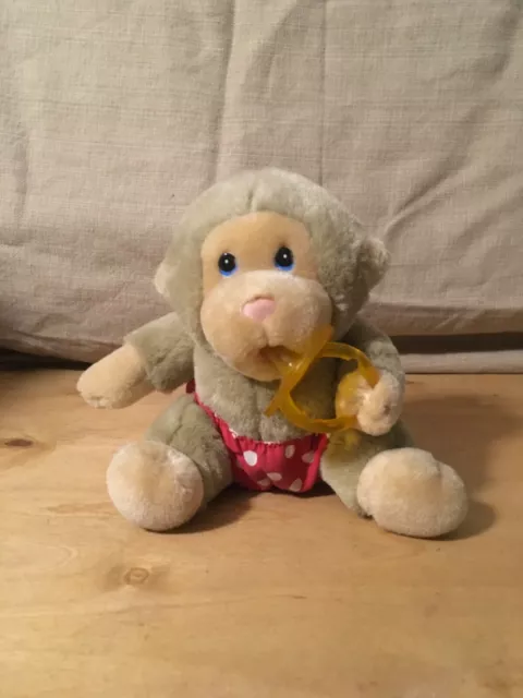 VIntage Russ Berrie CHEECHEE Baby Monkey Pacifier 7" Plush Polka Dot Diaper Sad