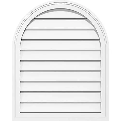 GVPRT16X4202SF Round Top Surface Mount PVC Gable Vent, 16"W x 42"H, Factory P...
