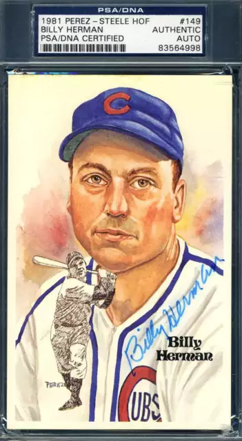 Billy Herman PSA DNA Coa Signed Perez Steele Postcard Set Break Autograph