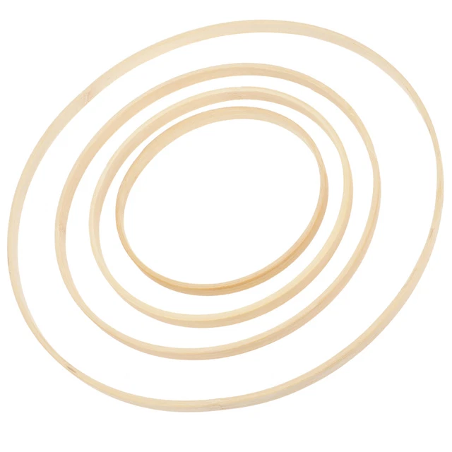 8 PIEZAS/Juego de anillo artesanal redondo de madera de bambú de puntada de cruz