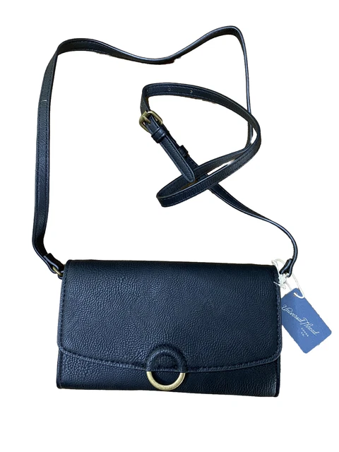 Universal Thread Goods Women's Faux Leather Crossbody Purse Clutch Black