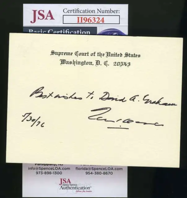 Tom Clark JSA Cert Hand Signed Supreme Court Justice Card Autograph