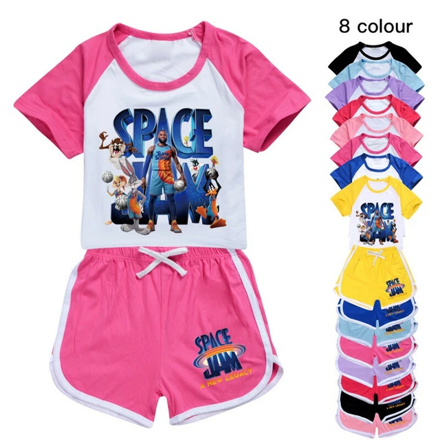 Boys Girls SPACE JAM T-Shirt Shorts 2PCS Set Kids PJ'S Loungewear Tracksuit Gift
