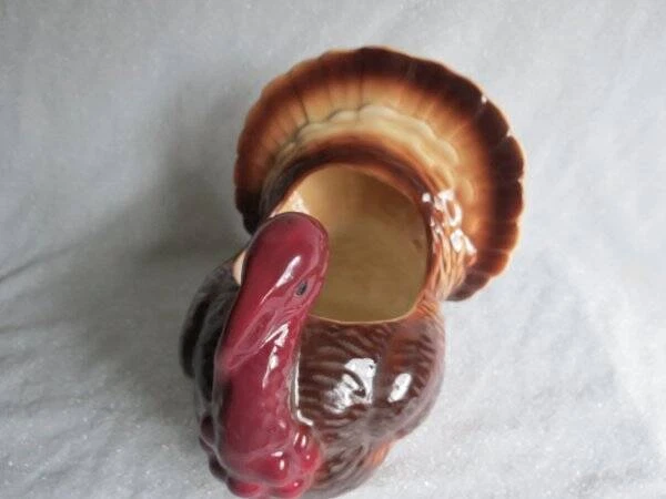 Vintage Turkey Tom Planter Centerpiece Ceramic Thanksgiving