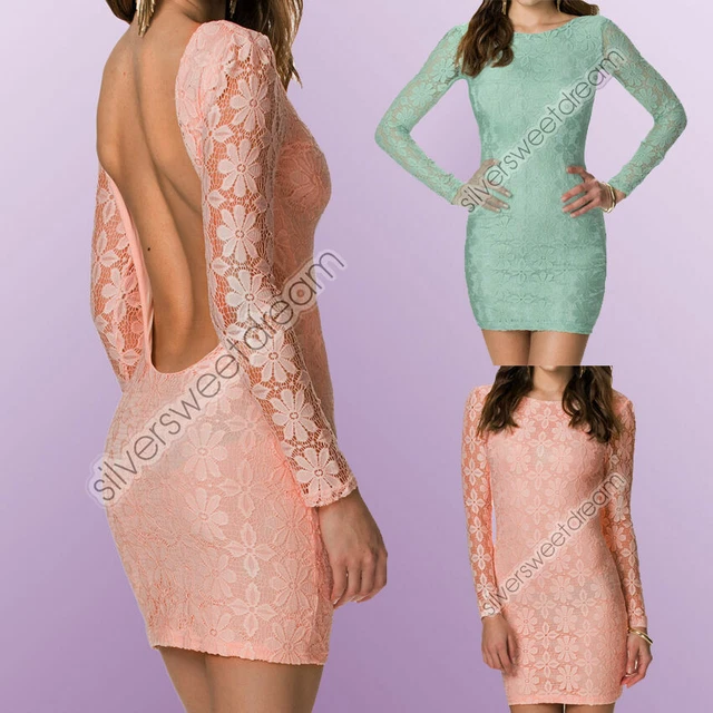 Vestito MINI ABITO SEXY PARTY VESTITINO PIZZO LACE donna ENCAJE RICAMO CERIMONIA