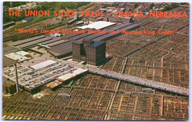 Postcard NE Nebraska Aerial View Union Stock Yards Omaha Lifestock  UNP C3