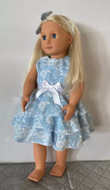 18" OUR GENERATION~AMERICAN GIRL Dolls Clothes ❇ BLUE LAYERED DRESS ❇ H/BAND