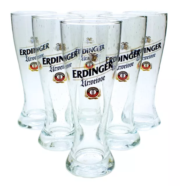 6 Erdinger Urweisse Gläser 0,50l handgefertigt - Weissbier-Weizenbier-beer glass