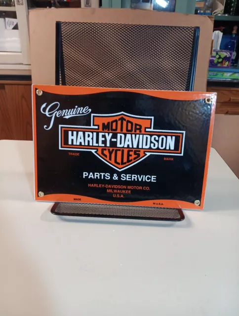 Harley Davidson Motorcycles One Sided Porcelain 12" X  8"  Sign Parts & Services