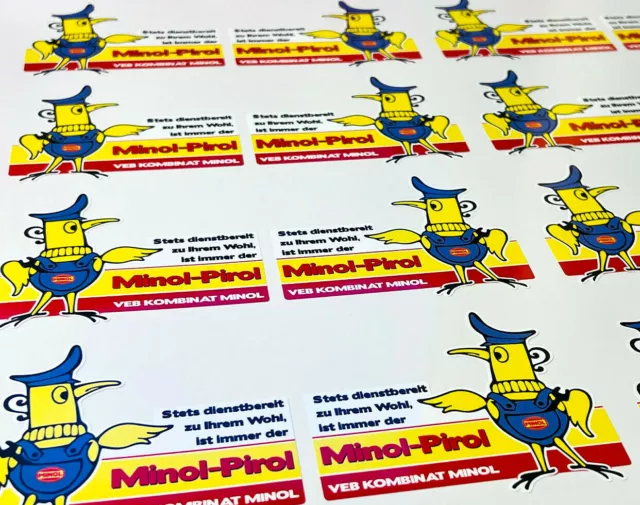 2 Minol Pirol DDR Werbung Oldschool Aufkleber Trabant Wartburg Osten VEB Sticker