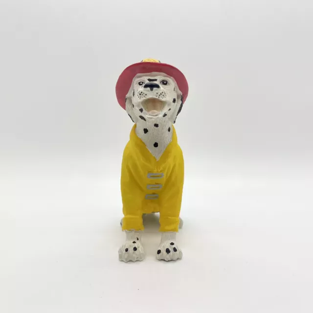 Vintage 1994 Avery Creations Dalmatian Dog Yellow Coat Firefighter Figurine