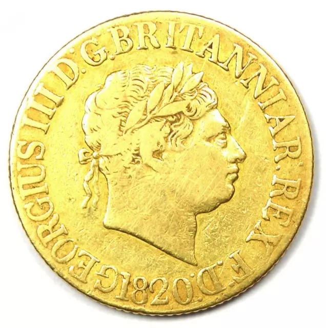 1820 Gold Britain England George III Gold Sovereign Coin 1S - VF Details