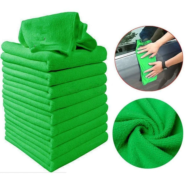 1-10PCS Green Thicken Microfiber Cleaning Towel Car Cleaner Clean Cloth< B3Z5