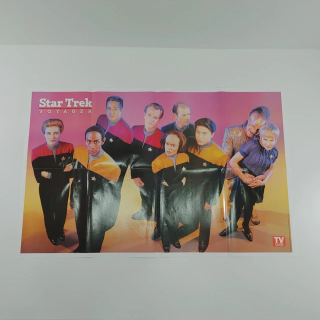 Vintage STAR TREK VOYAGER 1995 Promo Poster Folded 32.5 x 21 TV GUIDE Rare