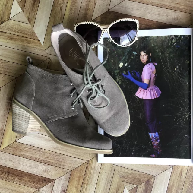 WITTNER 36 Ankle boots heels leather suede taupe Lace Up Brown