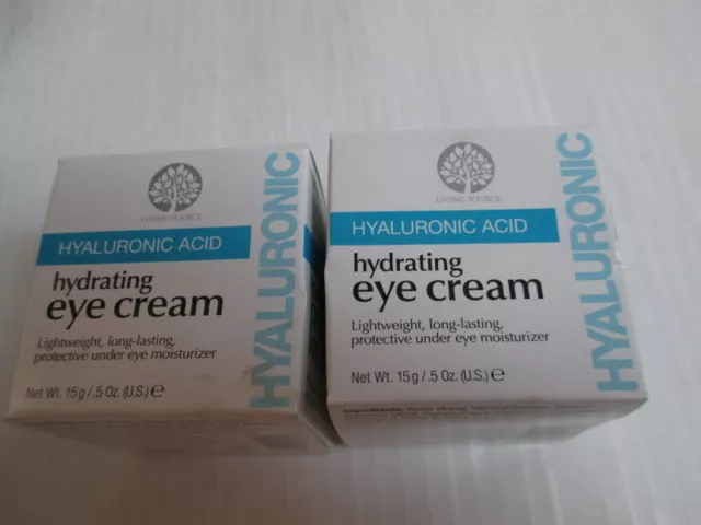 Living Source Hyaluronic Acid hydrating Eye Cream lot of 2 each .5 oz