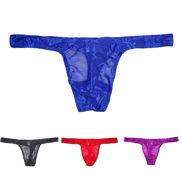 SEXY SISSY POUCH Panties Mens Sheer Lace G String Gay Underwear