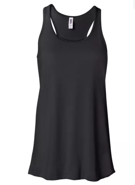 Bella - Ladies Flowy Racerback Tank Top, Size XS Black color, 8800 New