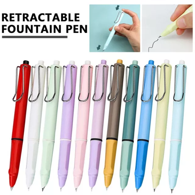 Retractable Fountain Pen Refillable Ink Writing Pen Press Type Smooth Writing*