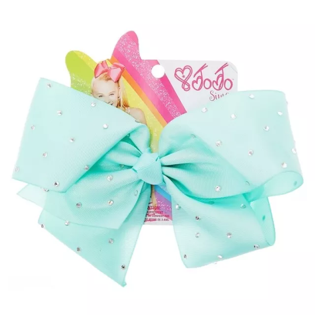 Mint JoJo Siwa Signature Collection Hair Bow with Rhinestones