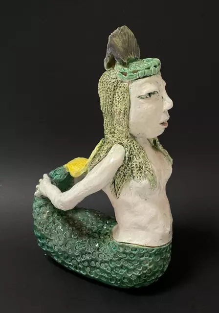 Australian Pottery Mermaid Sculpture Handmade Original Ceramic Art Signed Jem