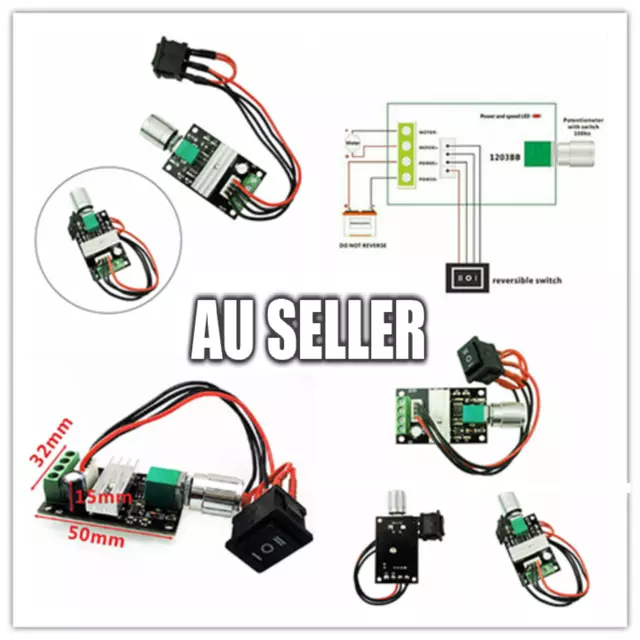 DC Motor Speed Switch Controller 10V 12V 24V Control Reversible PWM Regulator 3A