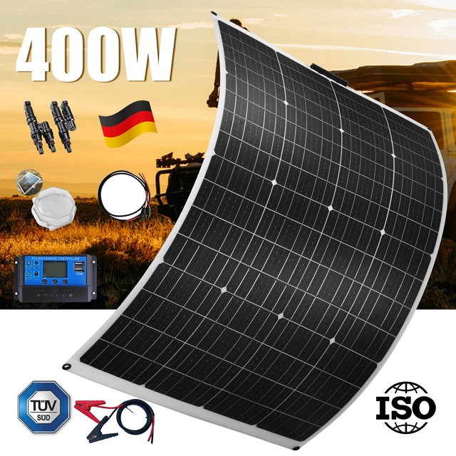 LINEBA 400W Flexible Monocrystalline Solar Panel – 12V Portable Power For RV, Camping, Home, And Backup