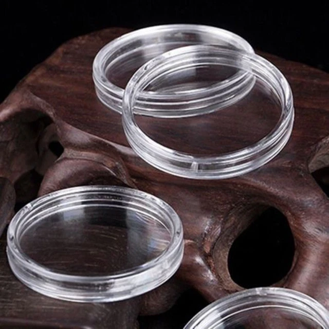 Capsules porte-pièces de protection conteneur rond transparent pour pièces de