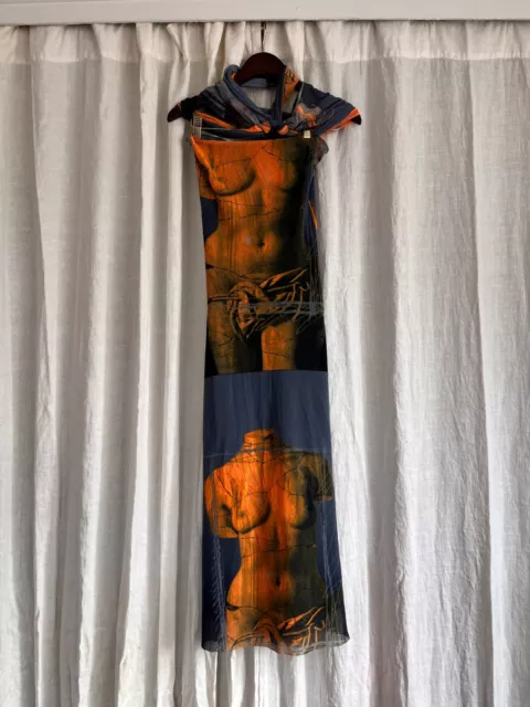 “Venus De Milo” Jean Paul Gaultier Soleil Ss 1990’S Cutout Mesh Maxi Dress M